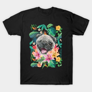 Tropical Pug 10 T-Shirt